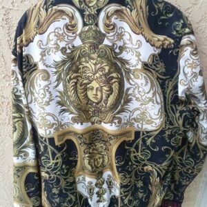 Versace Ornate Black and Gold Shirt Jacket